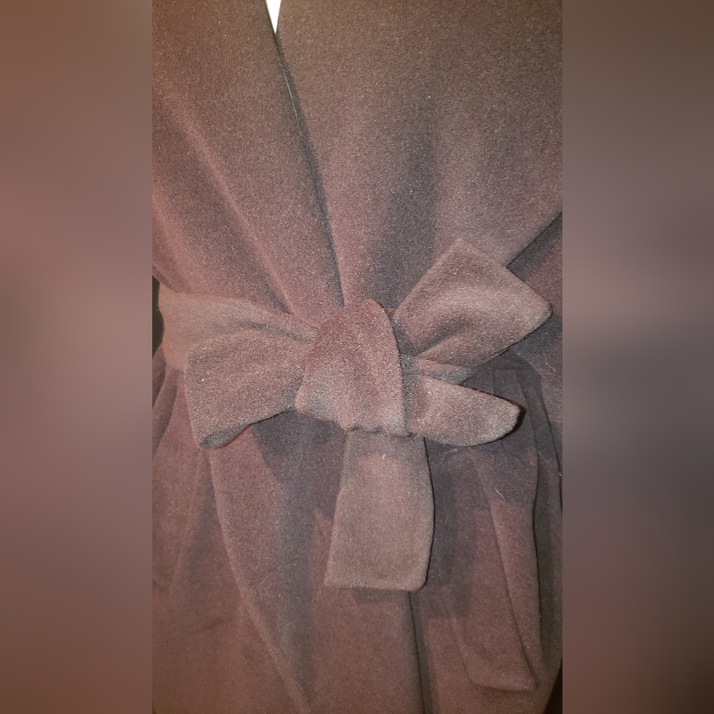 Vintage 100% cashmere rich chocolate brown wraparound huge collar 2XL maxi coat - Picture 3 of 16
